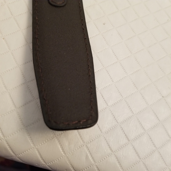 Mens Belt Braided  Bonded Leather Brown Size 50/126 Silver Colored Buckle - Picture 3 of 9